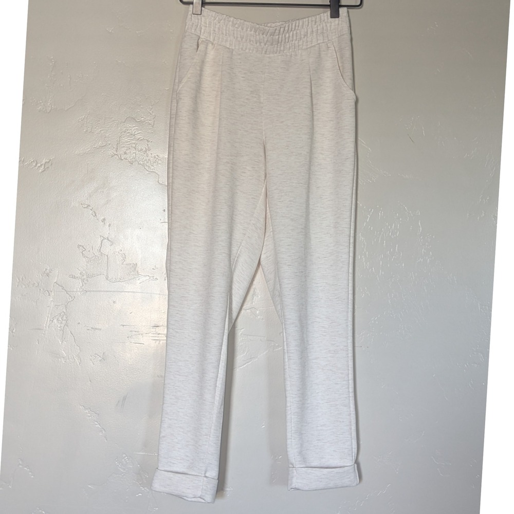 Yogalicious Scuba Daya Wide Leg Pants‎ Ivory Beige Pull On Size XS Loungewear